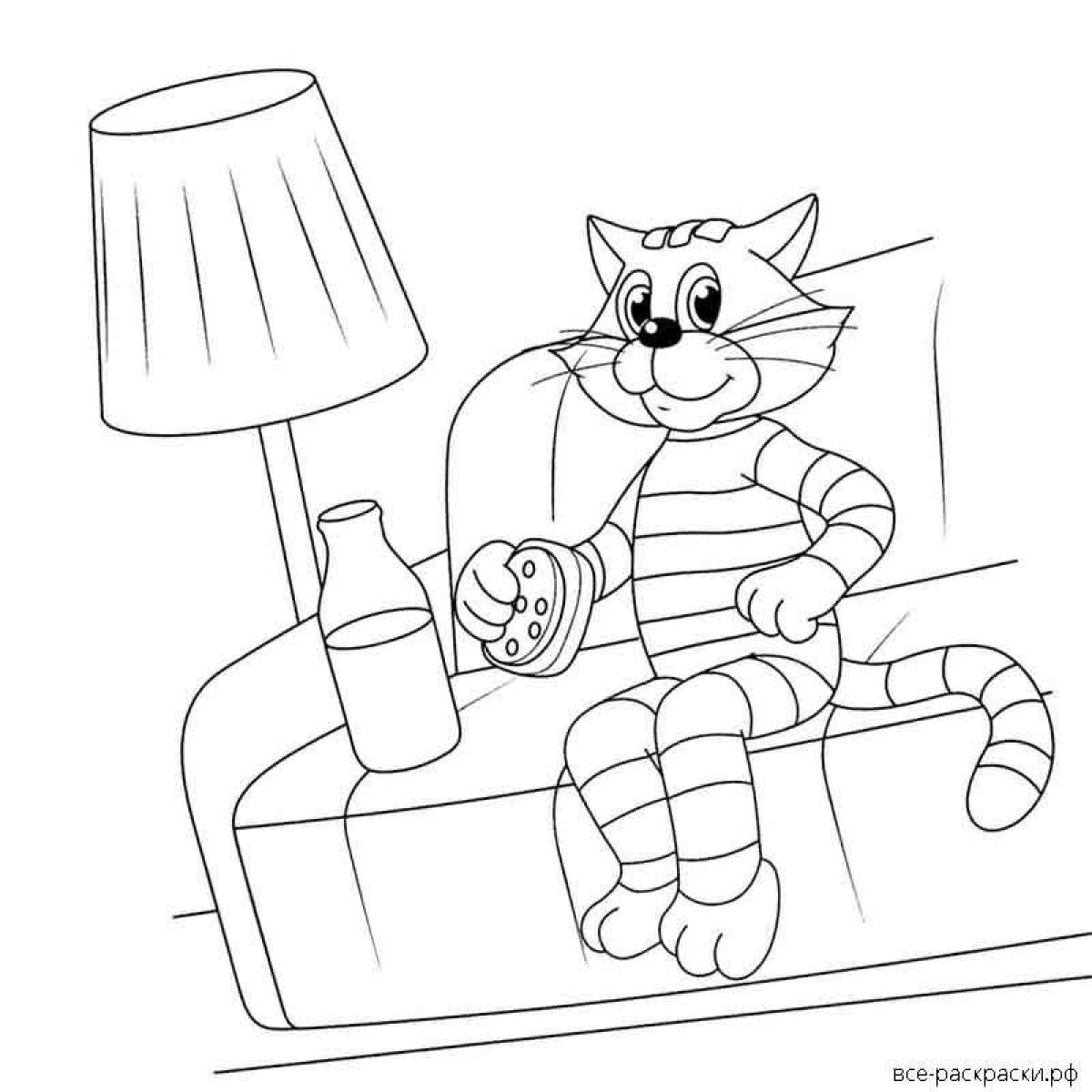 Coloring fluffy cat matroskin