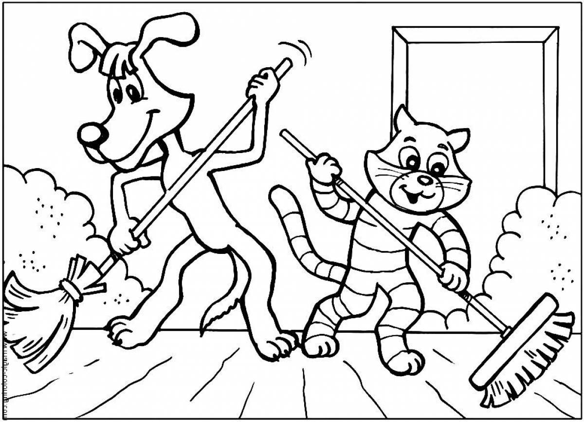 Coloring page fashionable cat matroskin
