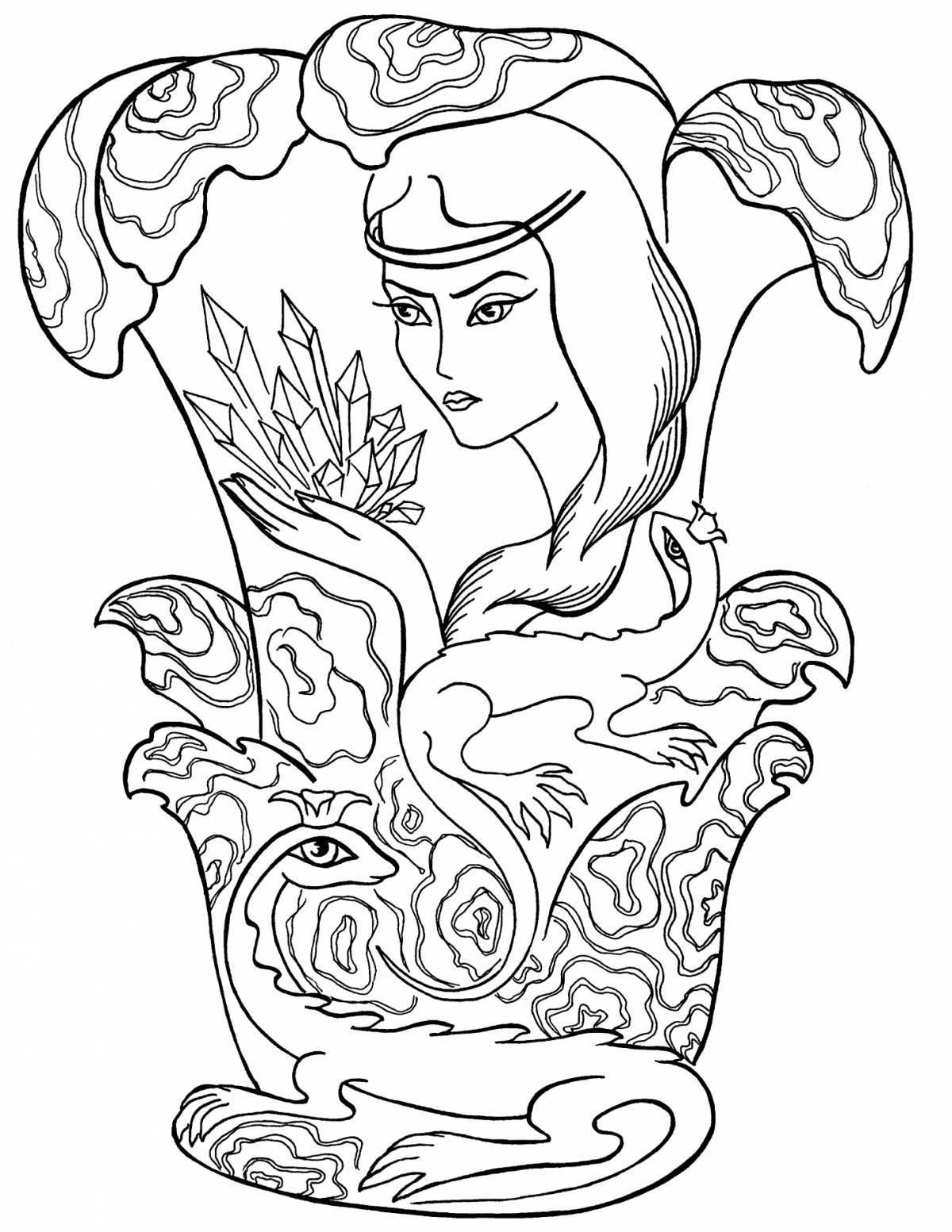Coloring page majestic mistress of the copper mountain