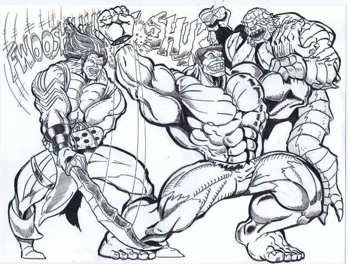 Exciting Hulk and Spiderman coloring book