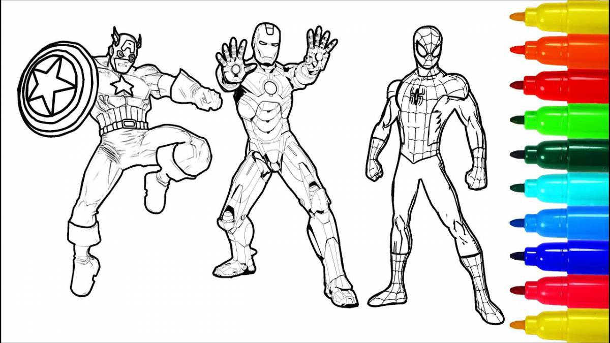 Attractive Hulk and Spiderman coloring book