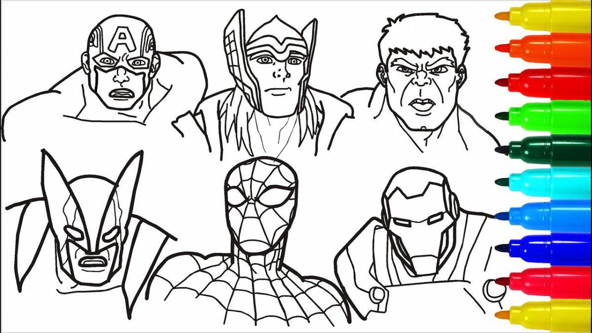 Gorgeous Hulk and Spiderman coloring page