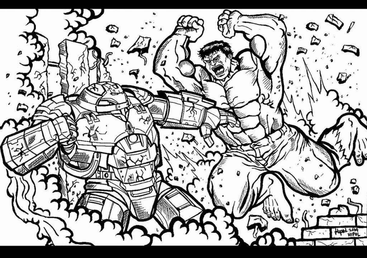 Amazing Hulk and Spiderman coloring page