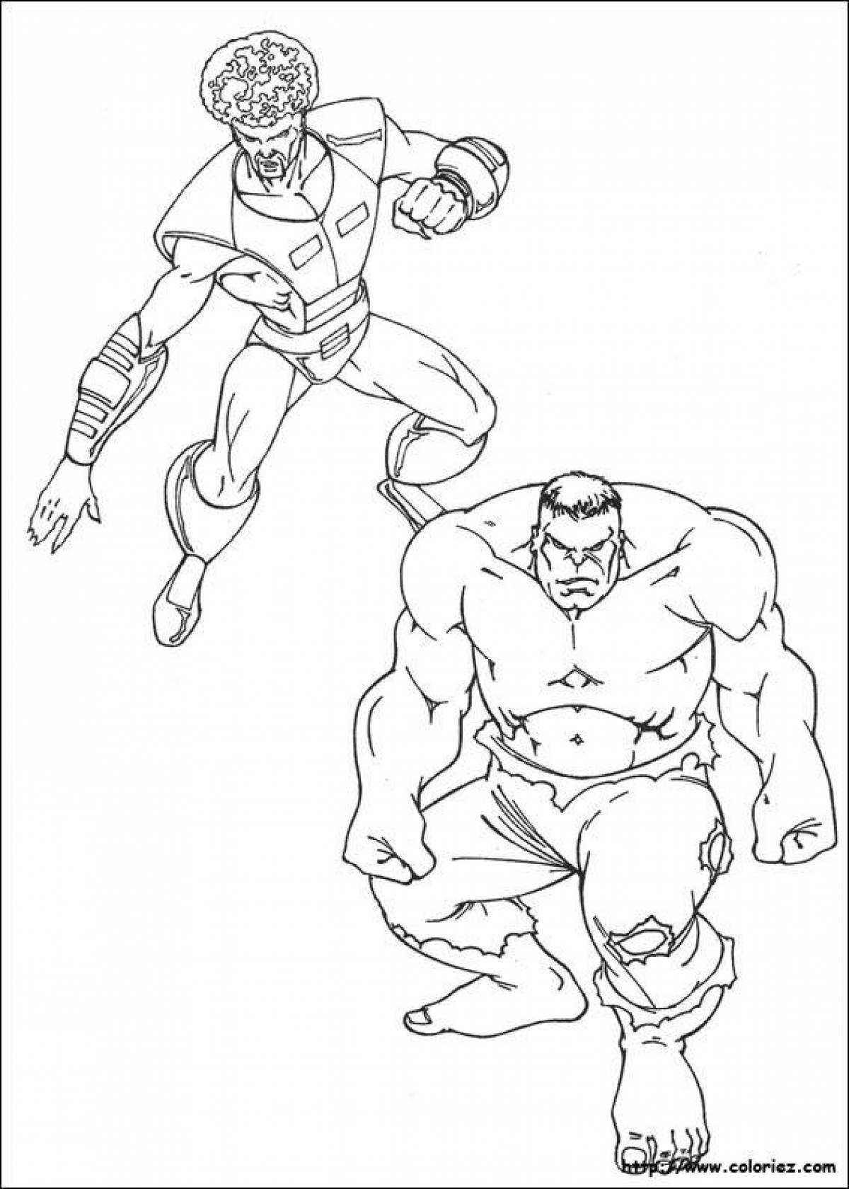 Wonderful Hulk and Spiderman coloring book