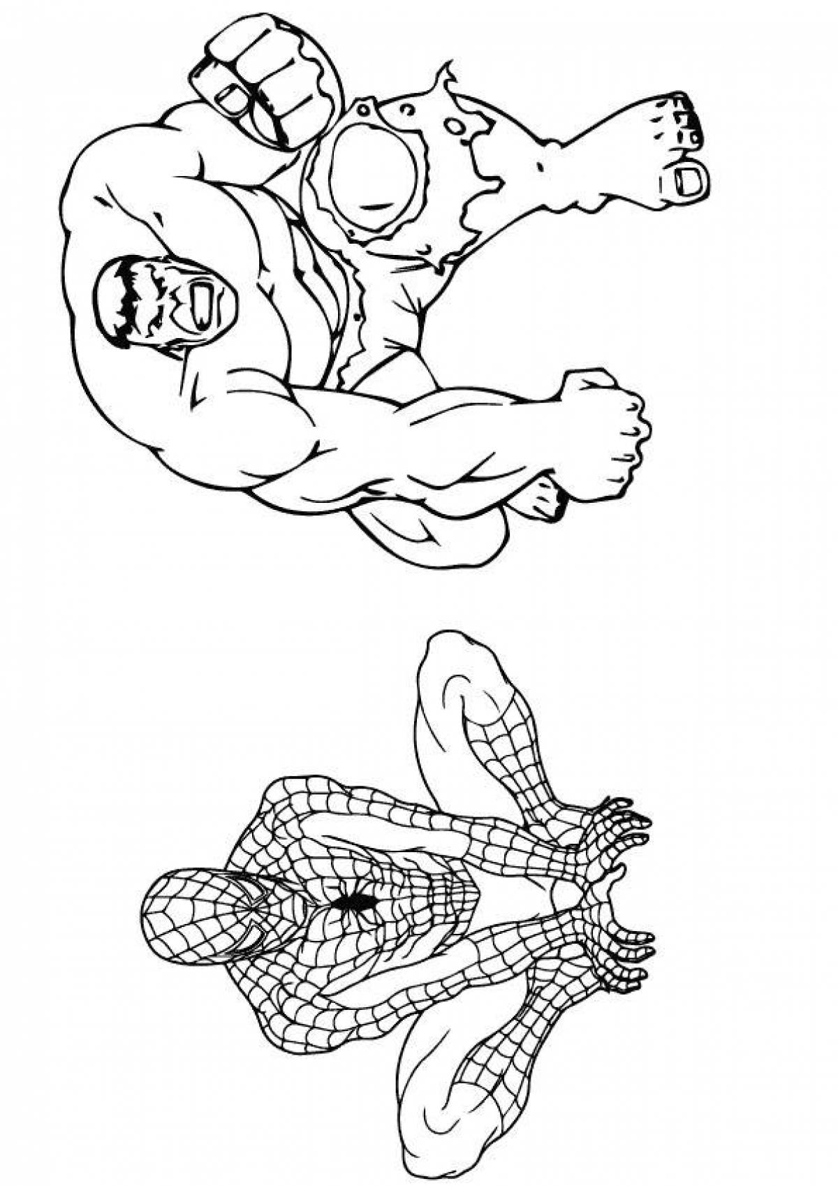 Lively hulk and spiderman coloring book