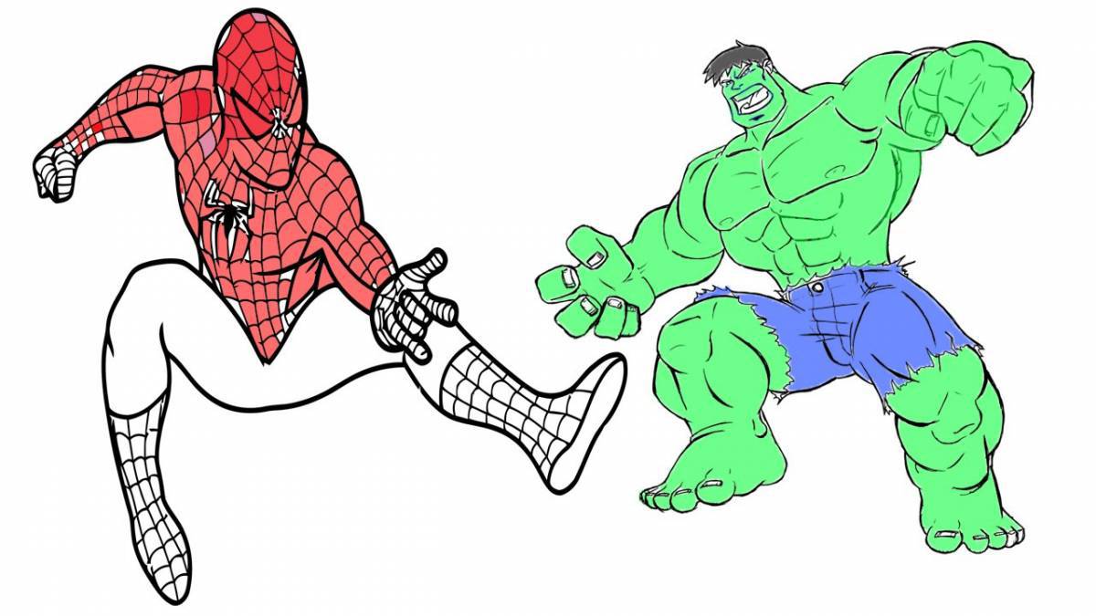 Animated hulk and spiderman coloring pages