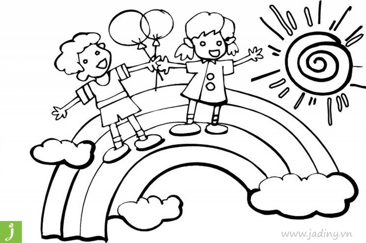 Coloring page adorable rainbow friends