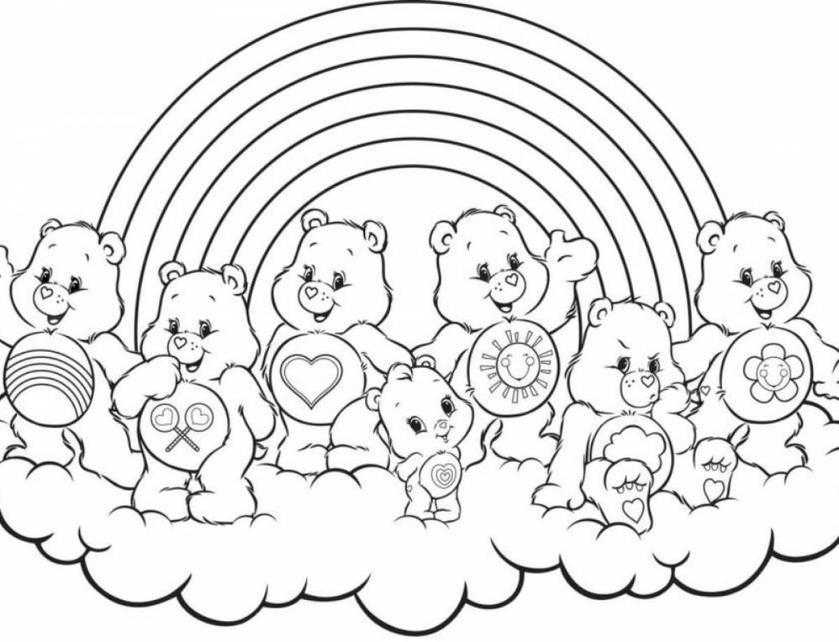 Crazy colorful rainbow friends coloring page