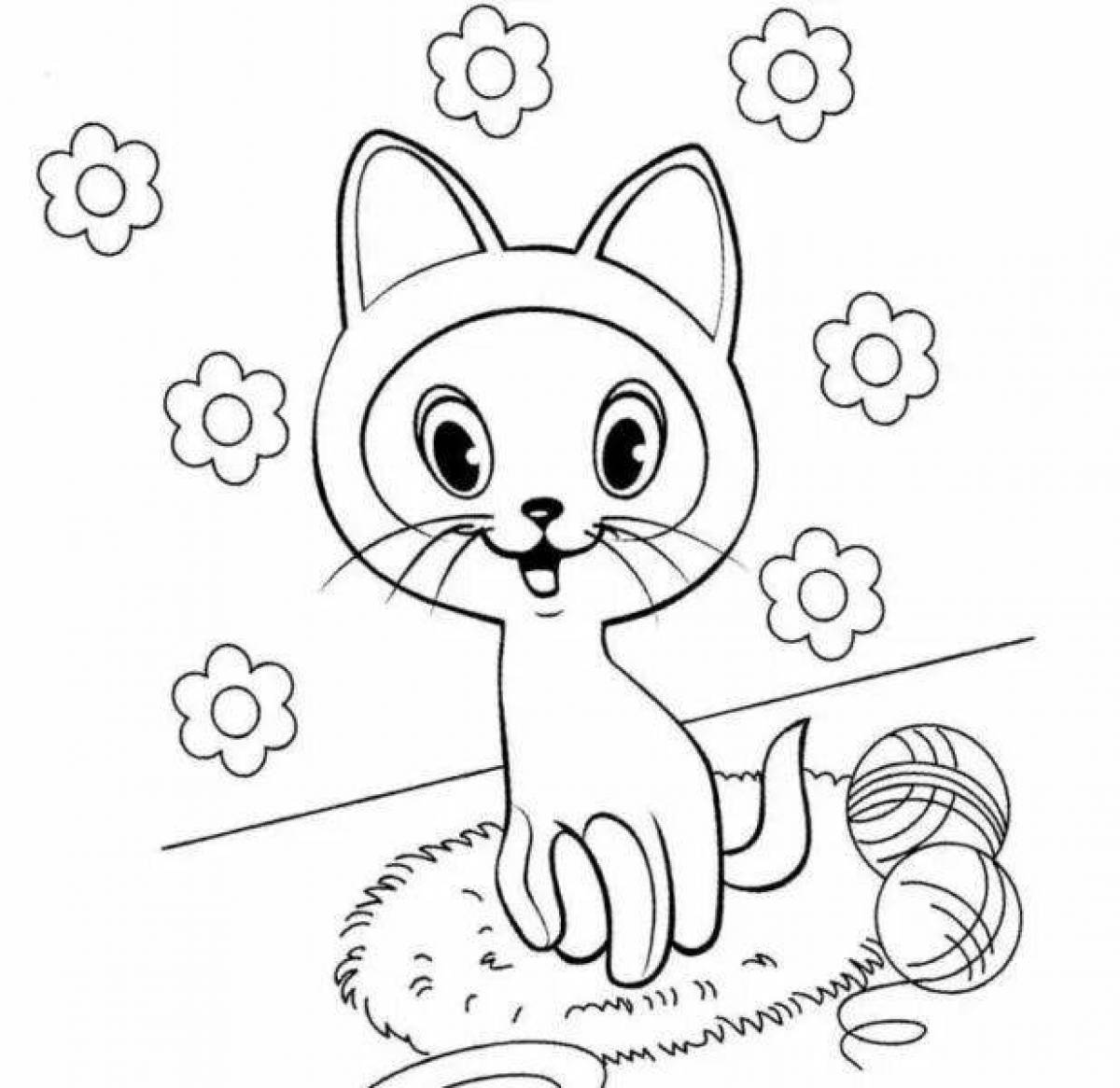 Раскраска «игривый котенок» для детей 3-4 лет