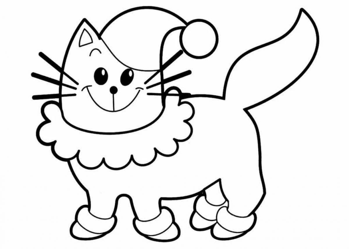 Яркая раскраска котенка для детей 3-4 лет