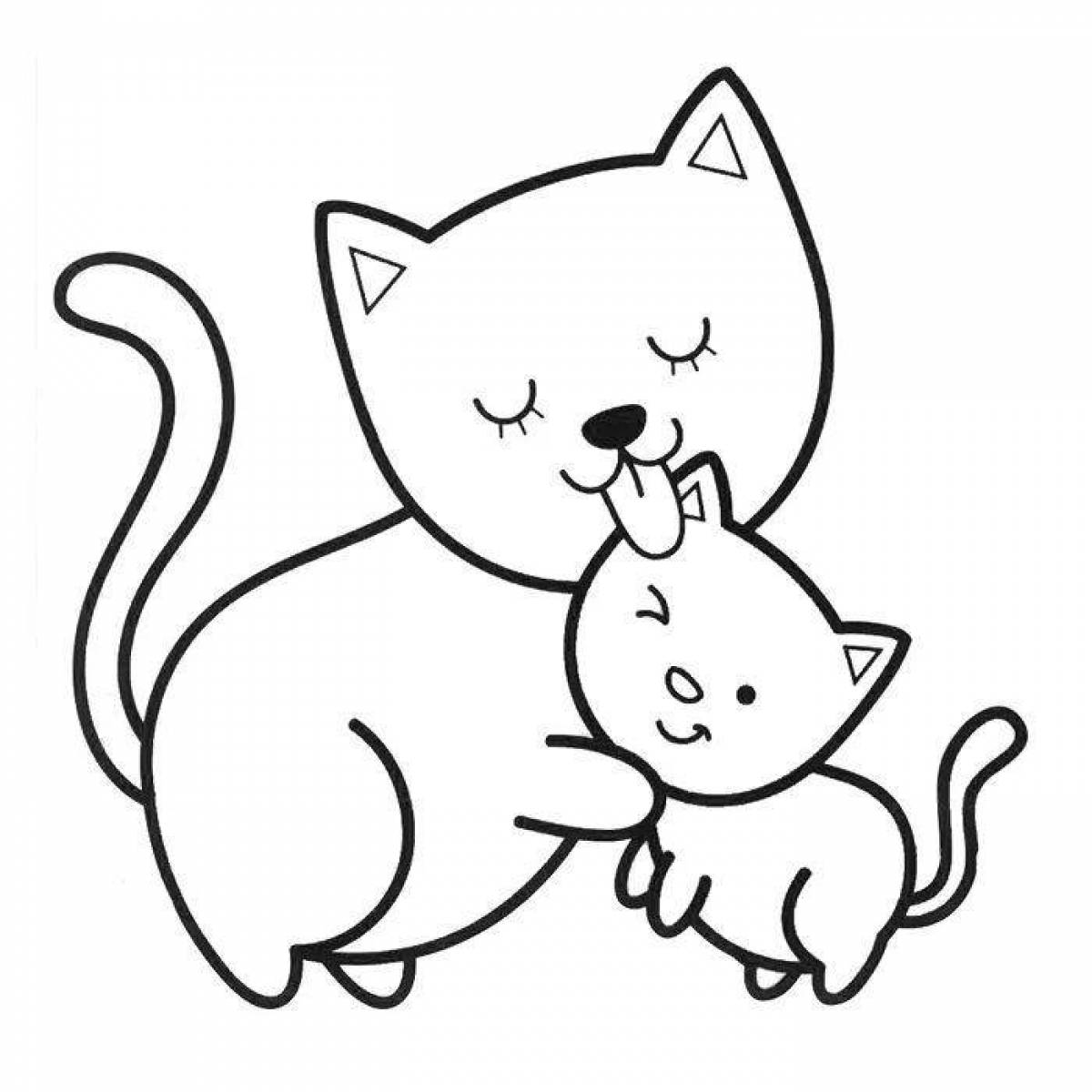 Animated kitten coloring book for 3-4 year olds
