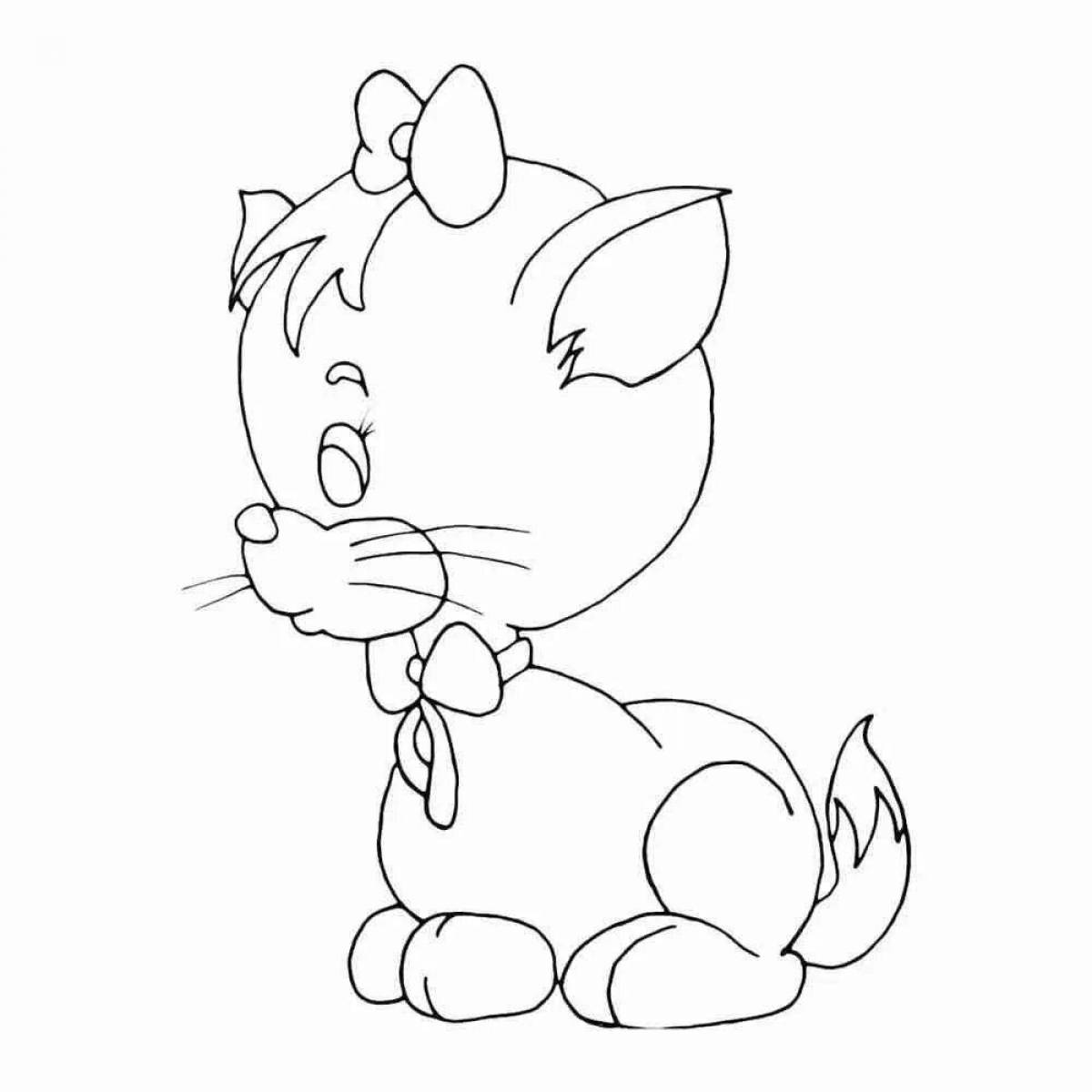 Coloring book happy kitten for children 3-4 years old
