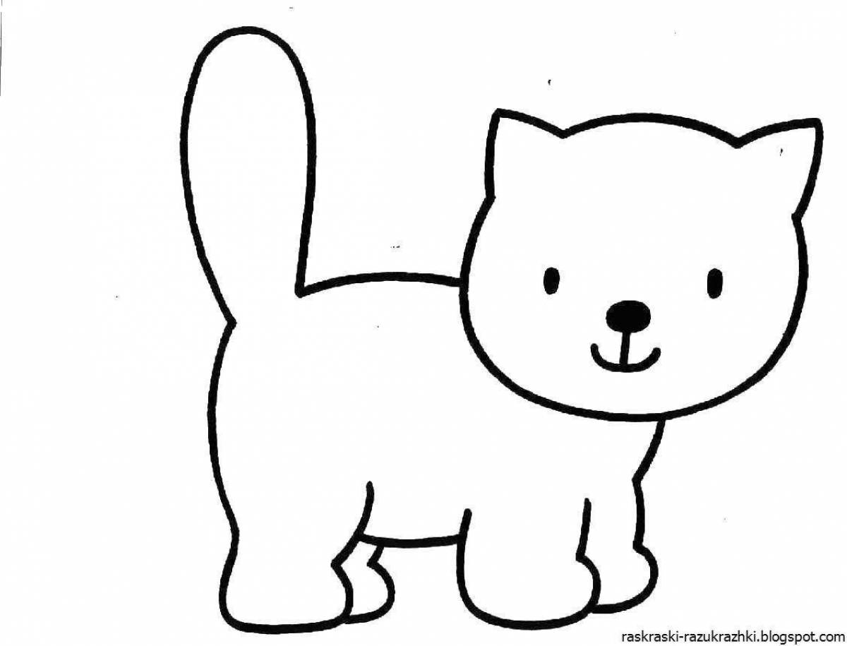 Раскраска с блестящим котенком для детей 3-4 лет
