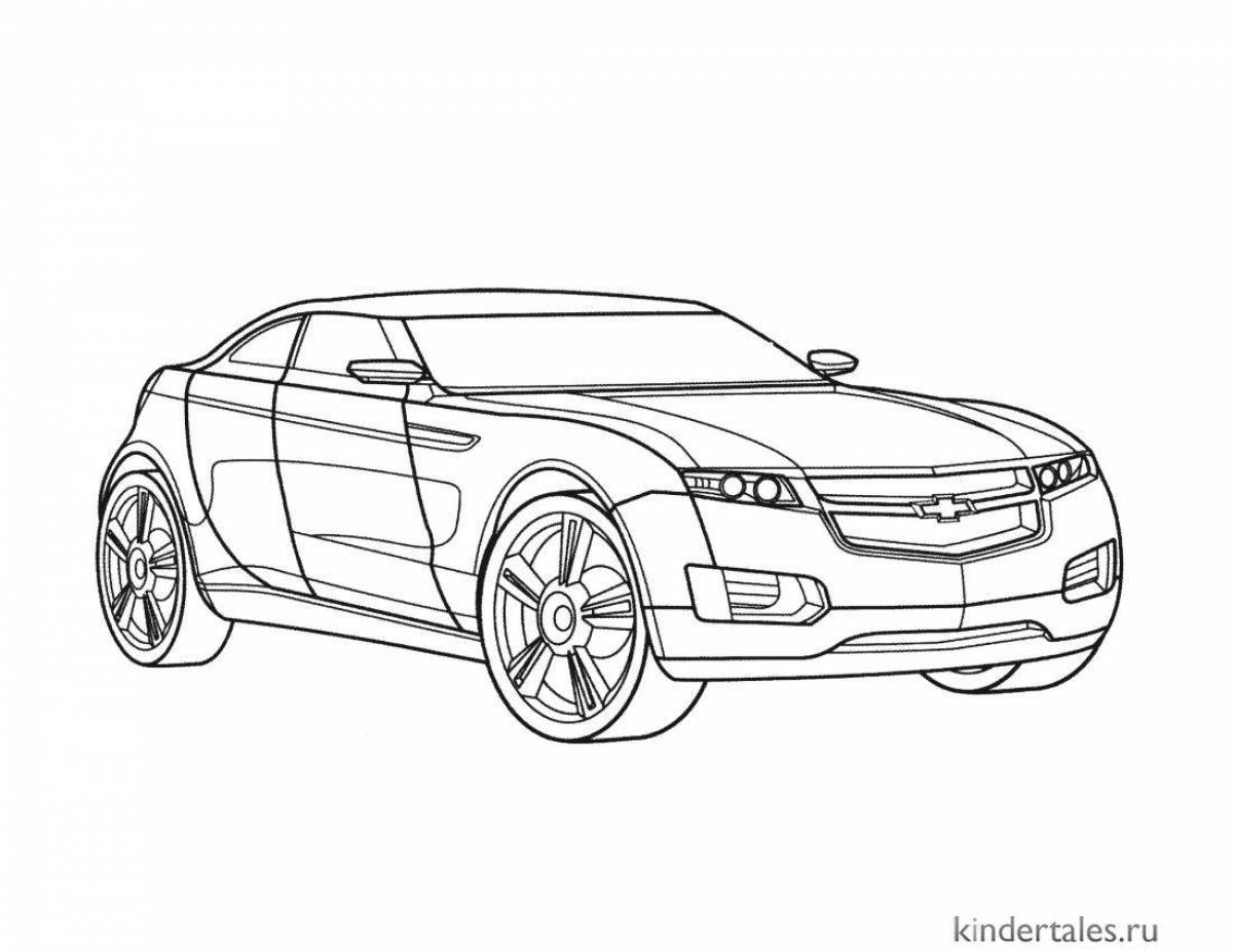 Colorfully illustrated chevrolet camaro coloring page