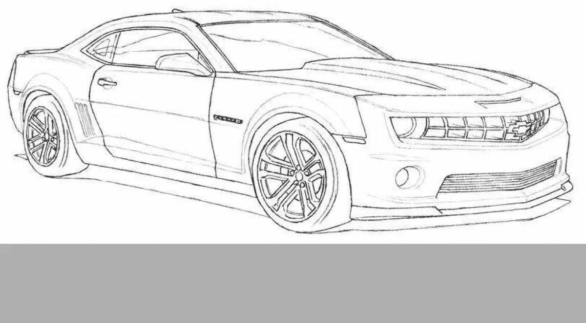 Richly illustrated chevrolet camaro coloring page