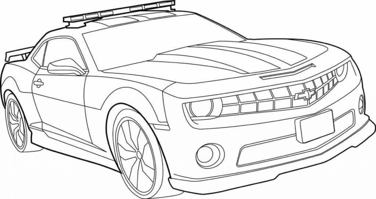 Colorful painted chevrolet camaro coloring page