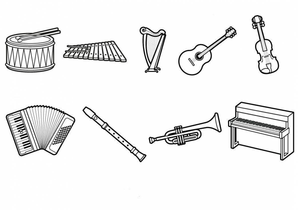 Раскраска музыкальные инструменты. Струнные русские народные инструменты. Балалайка