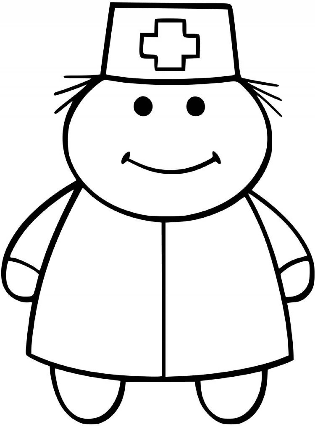 Colorful doctor coloring page for kids