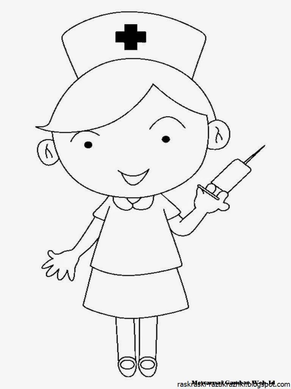Playful doctor coloring page for kids