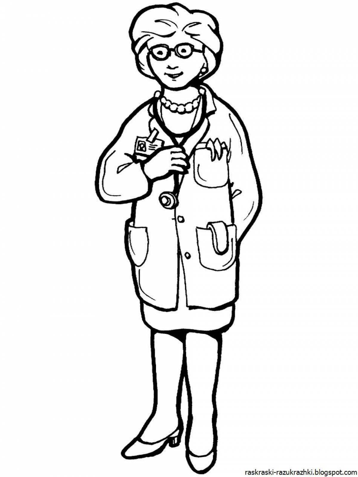 Colorful doctor coloring pages for kids