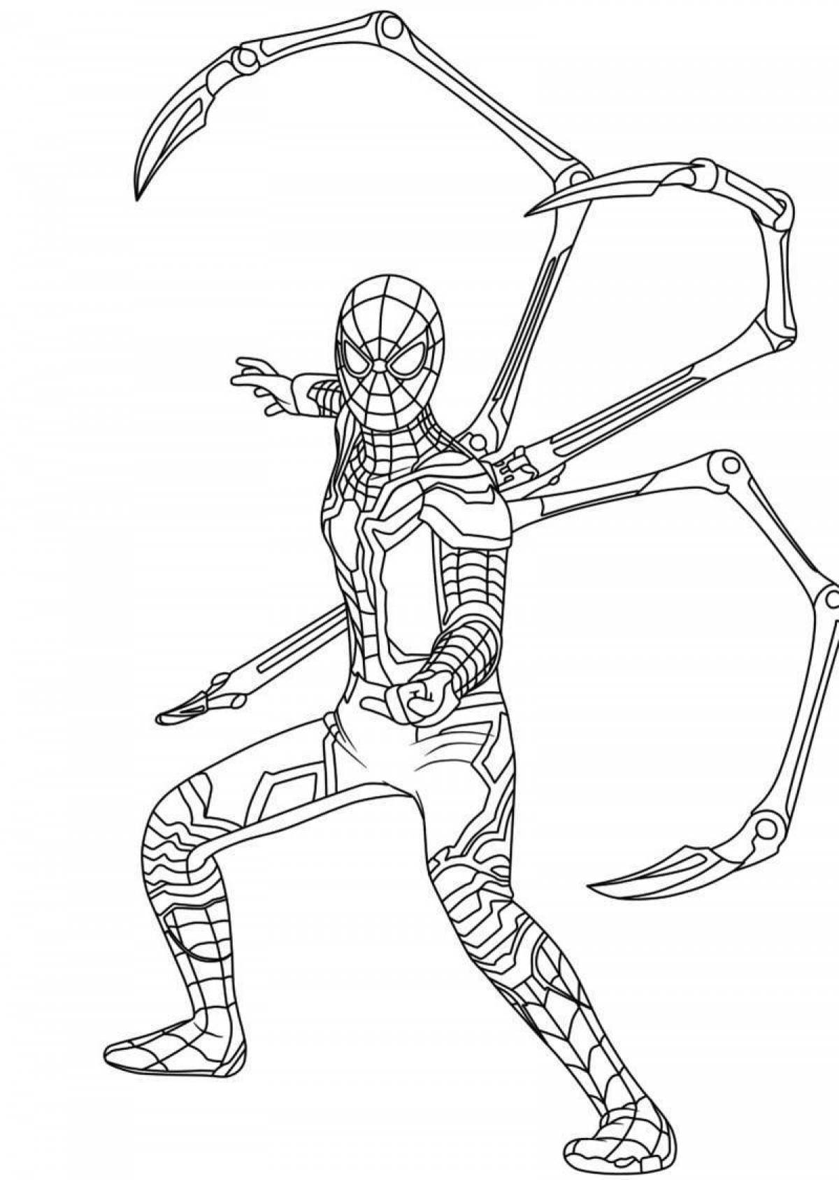 Colorful iron spiderman coloring page