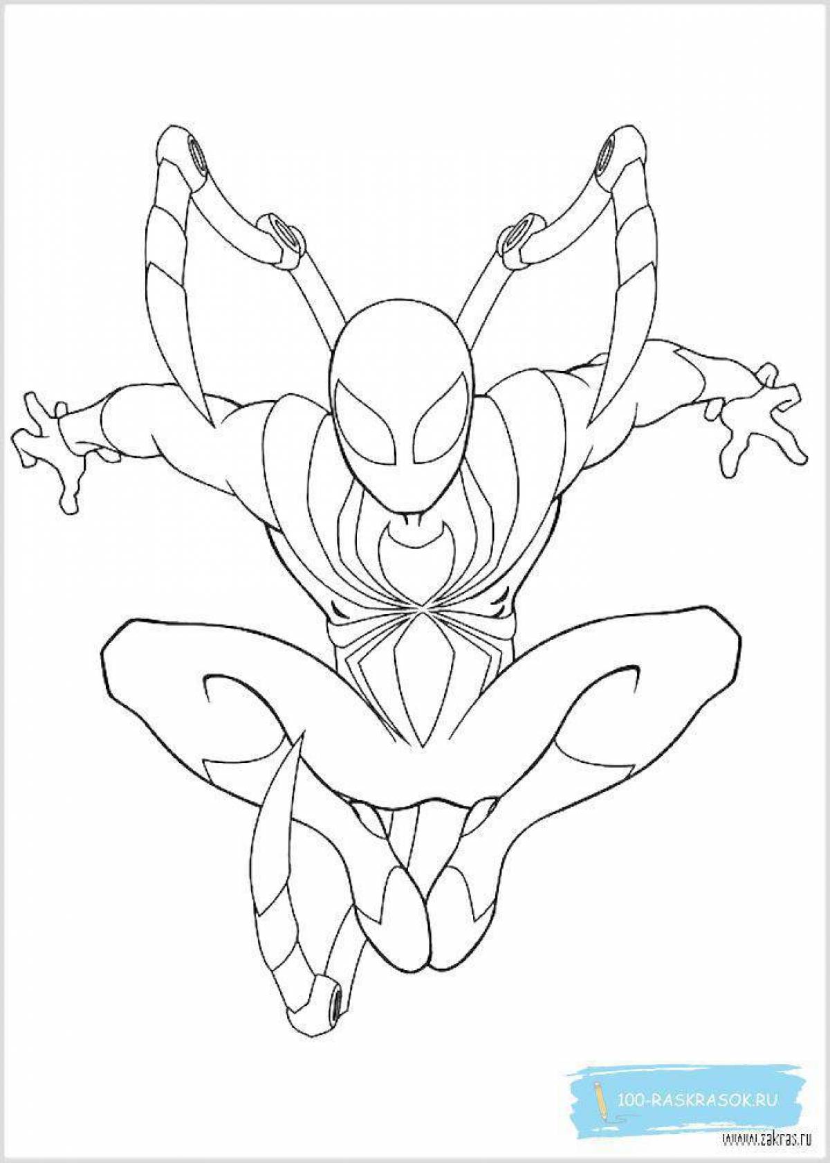 Glowing iron spiderman coloring page