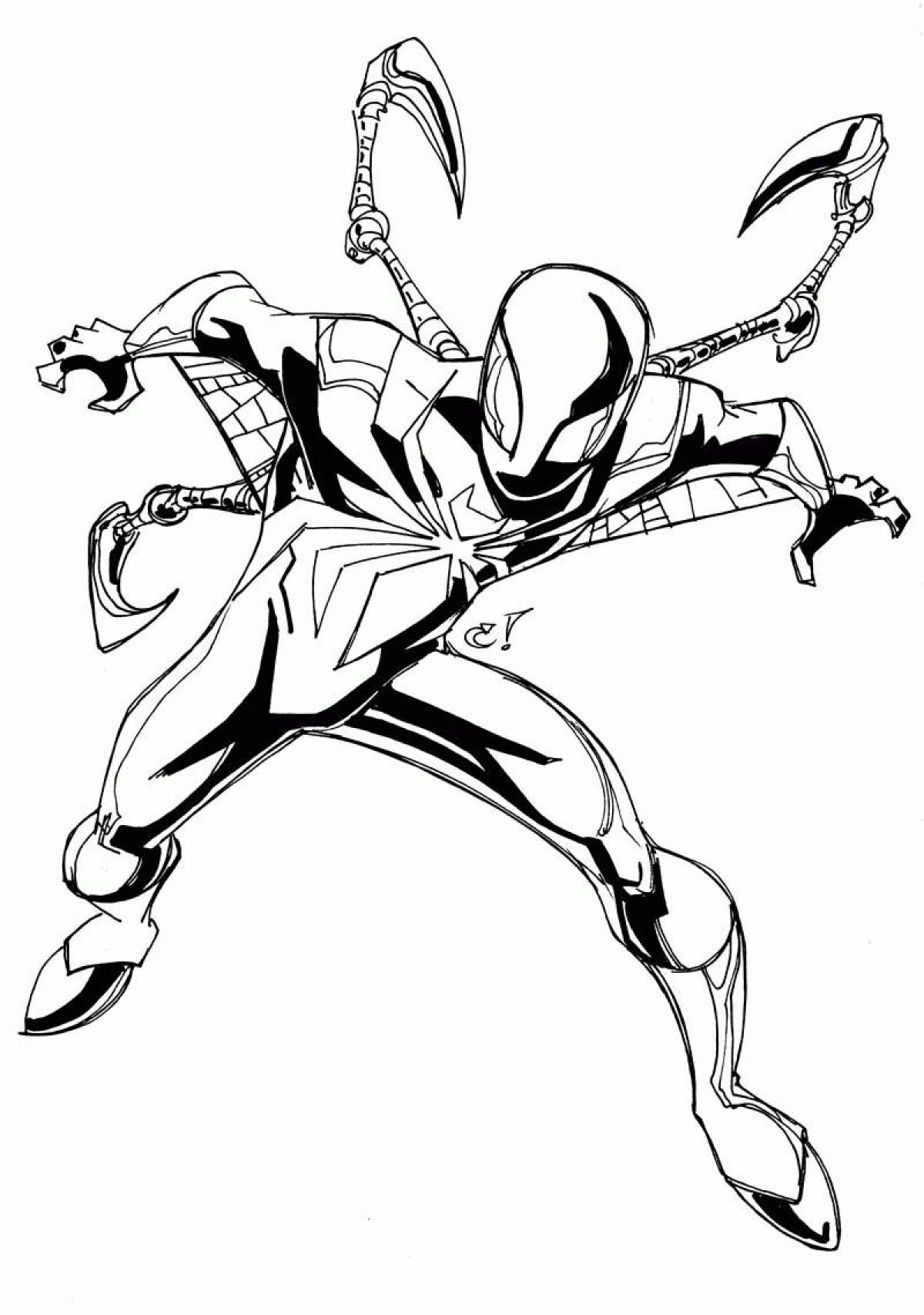 Dazzling iron spiderman coloring page
