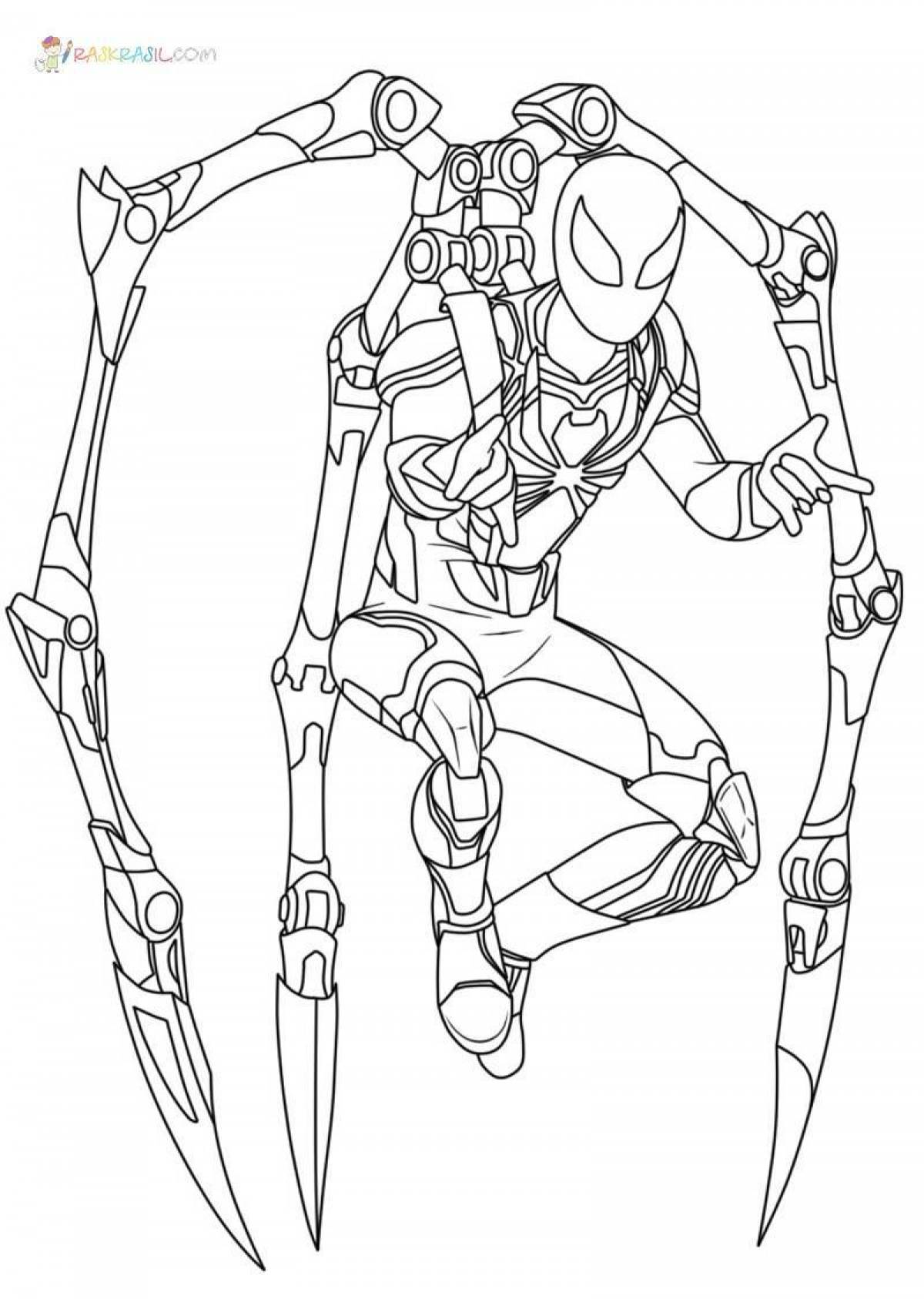 Sparkly iron man spider coloring page