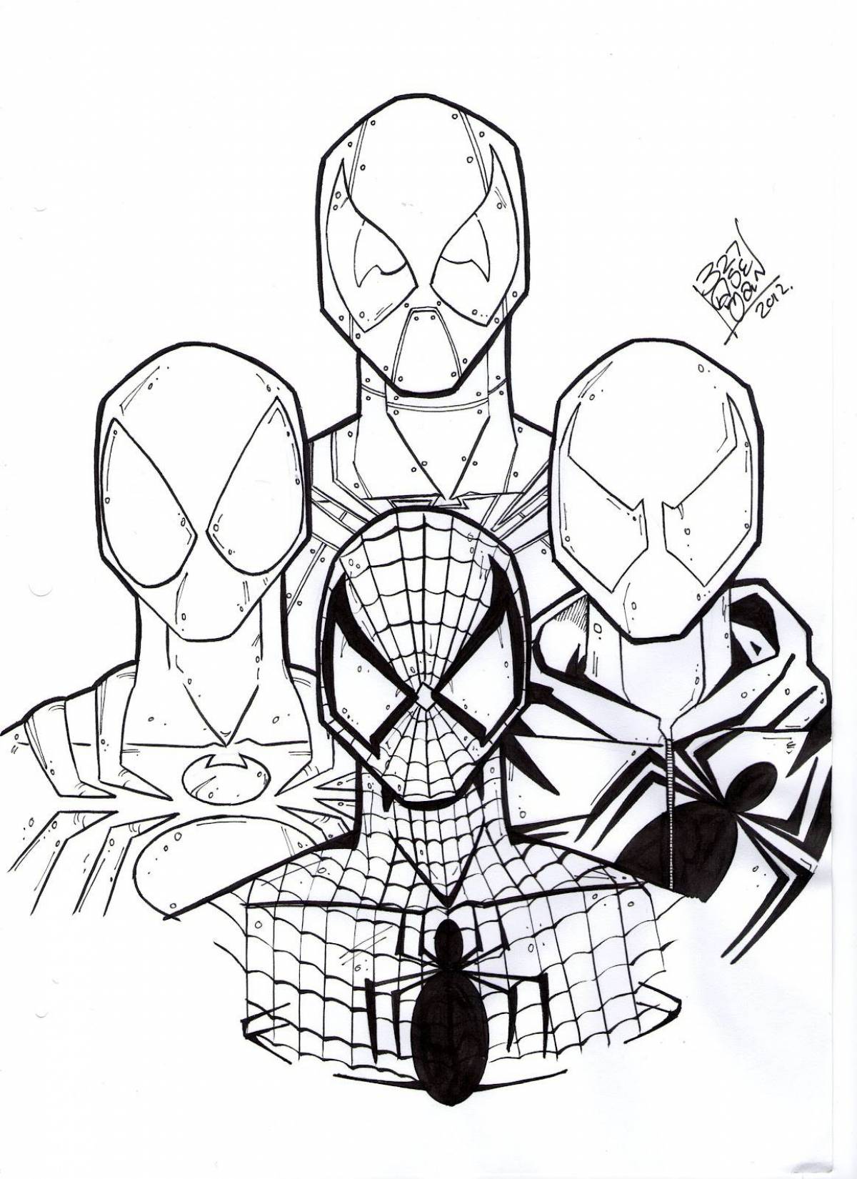 Iron man spider comic coloring page