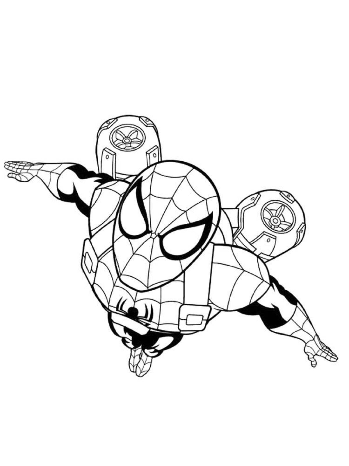 Comic iron man spiderman coloring page