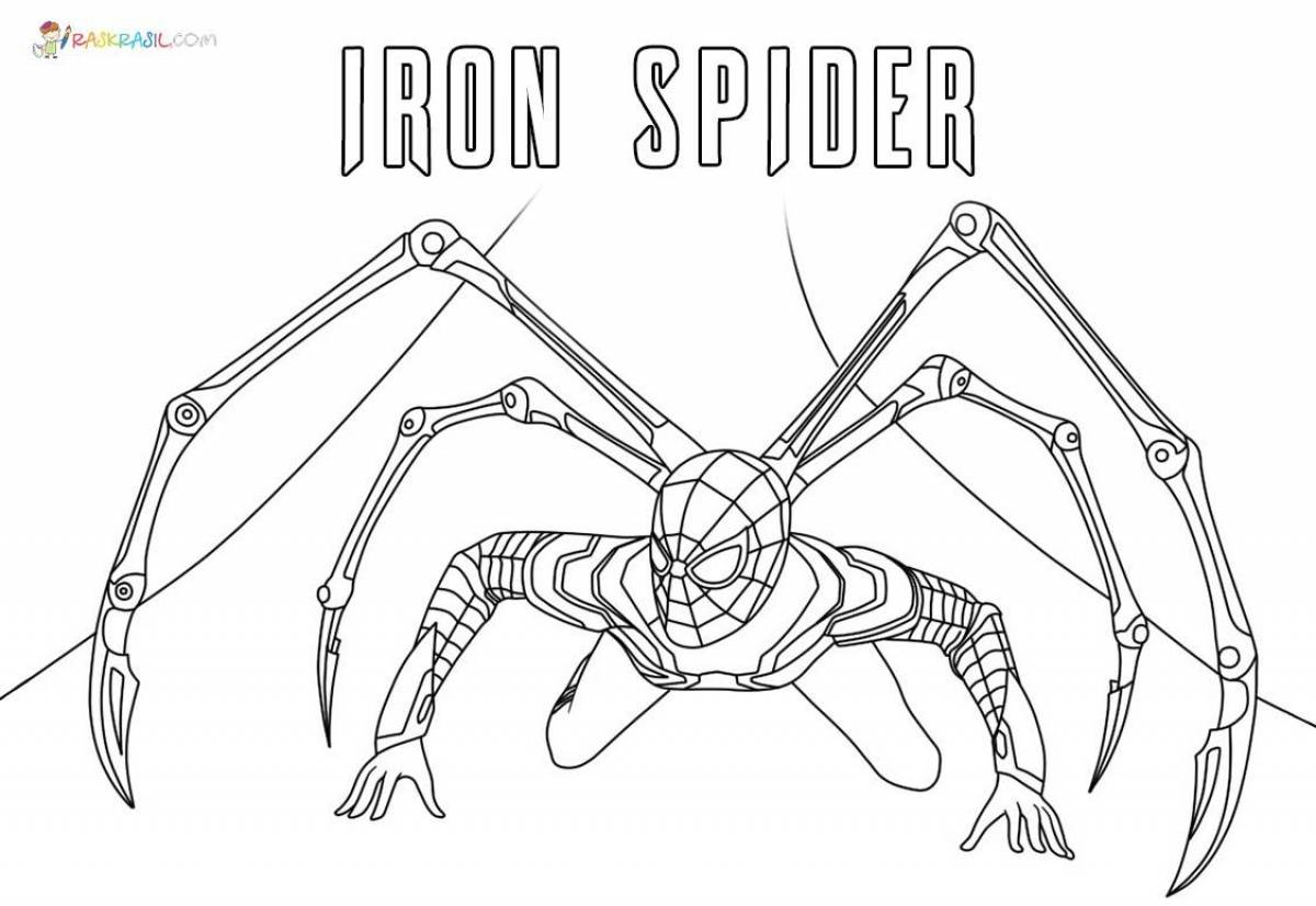 Уникальная страница раскраски паука железного человека