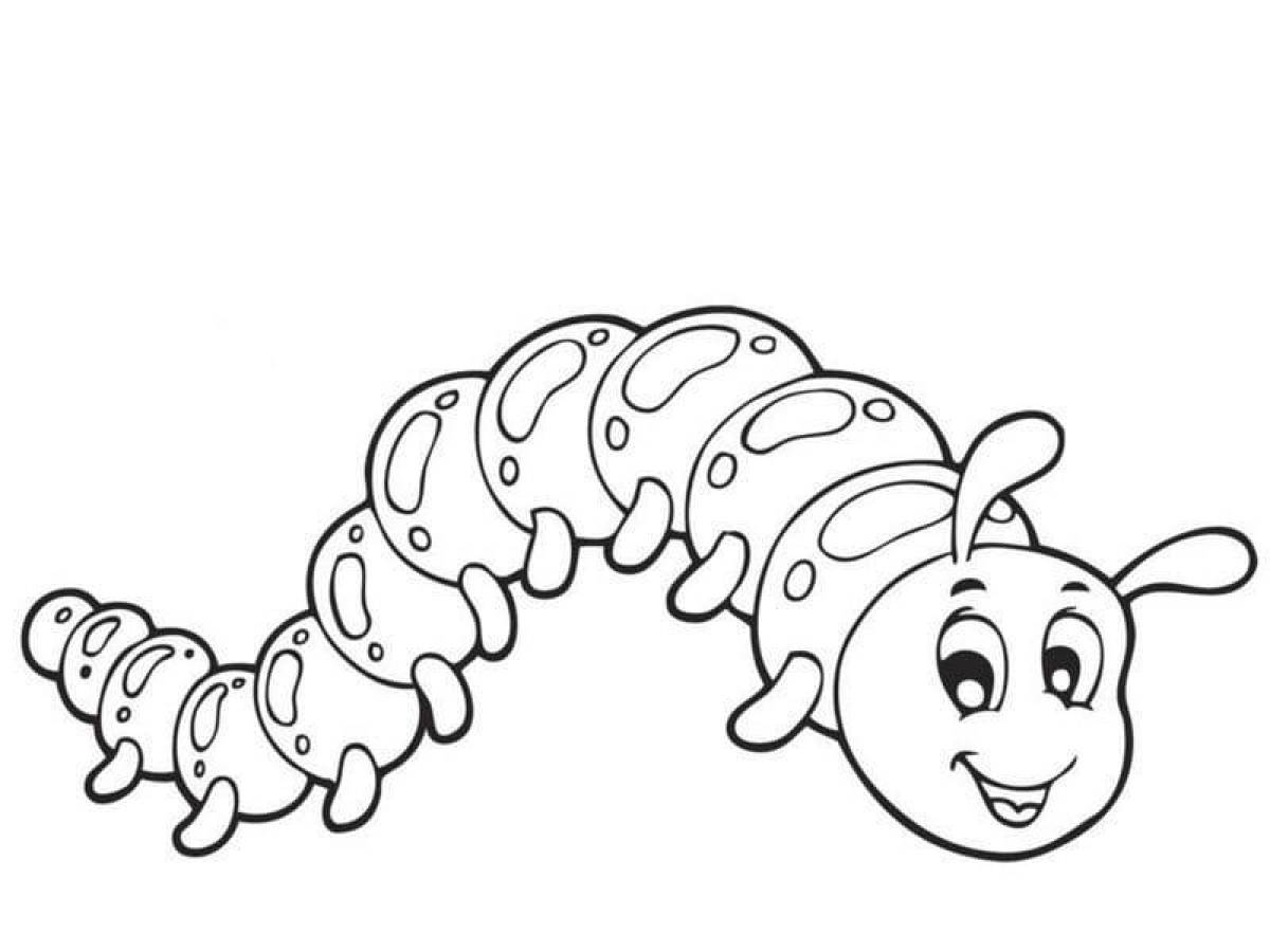 Красочная страница раскраски гусеницы для детей