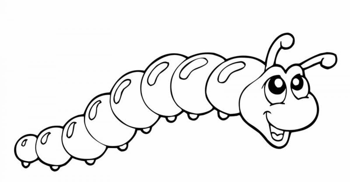 Playful caterpillar coloring page for babies