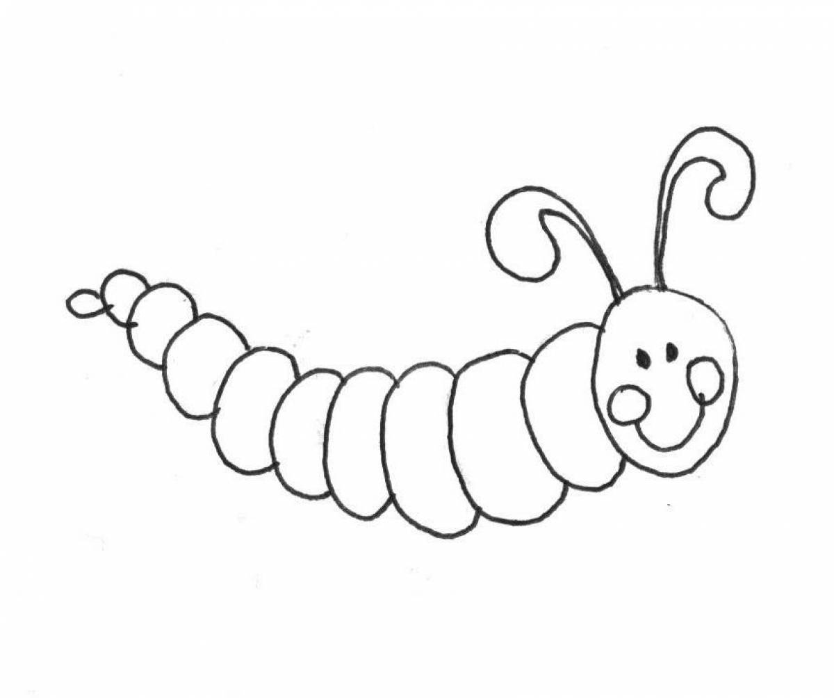 Раскраска «счастливая гусеница» для самых маленьких