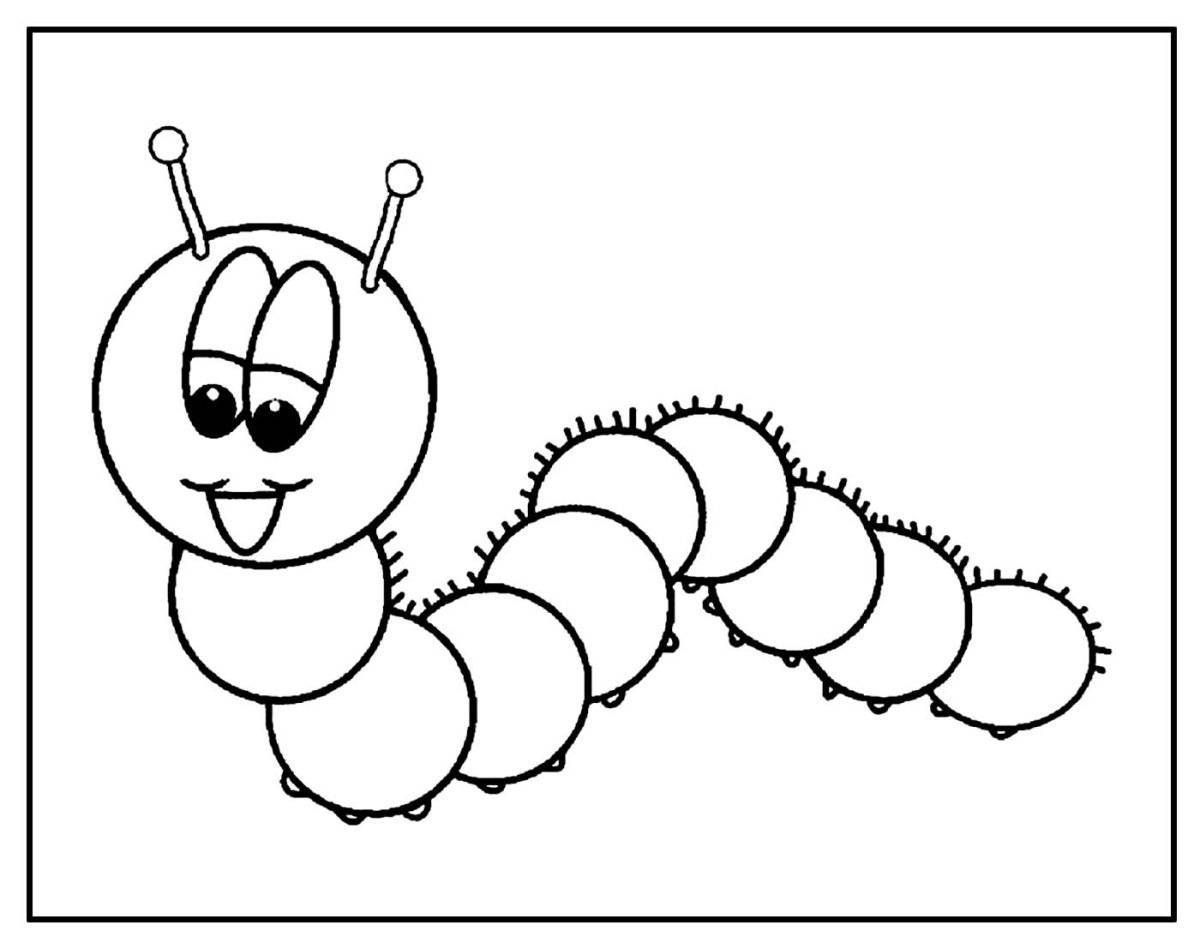 Симпатичная гусеница-раскраска для учащихся