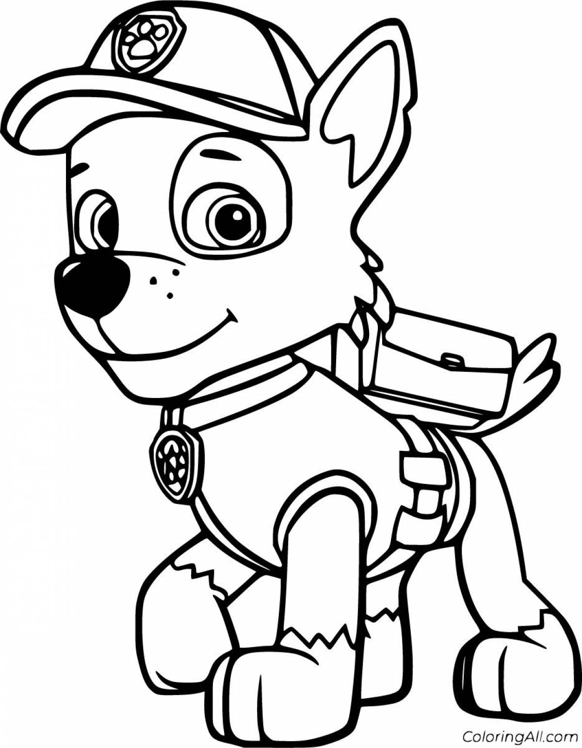 Увлекательная раскраска щенячий патруль рокки