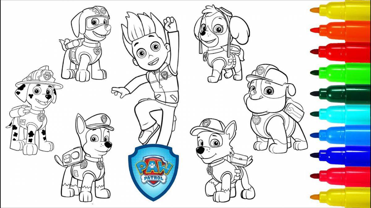 Rocky paw patrol funny coloring book