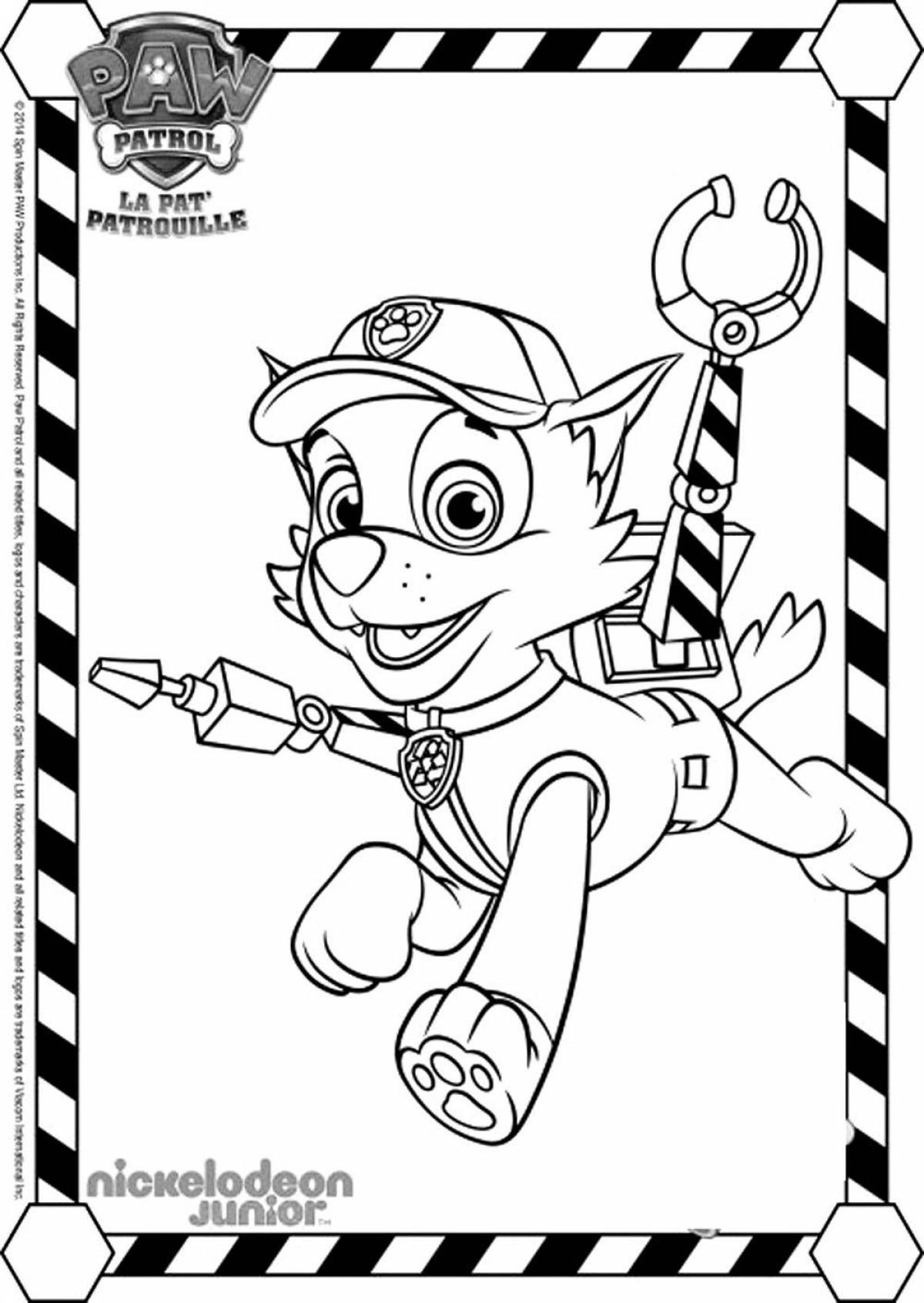 Friendly rocky paw patrol coloring book