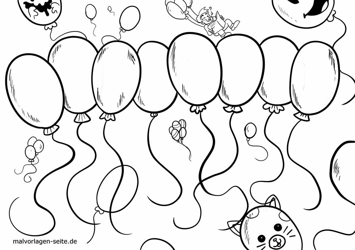 Coloring pages with glowing balloons for kids