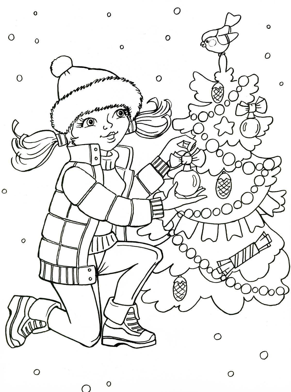 Joyful coloring winter for children 10 years old