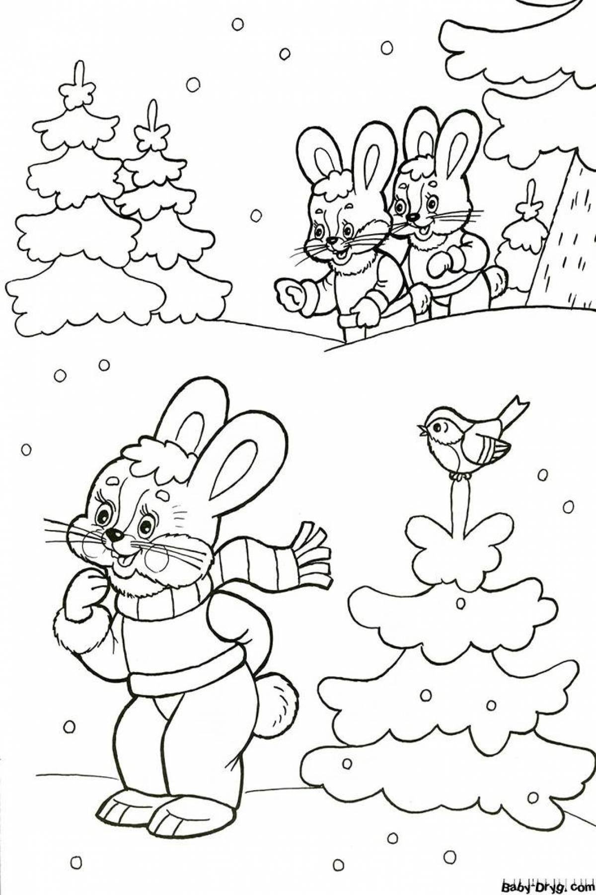 Serene winter coloring book for 10 year olds