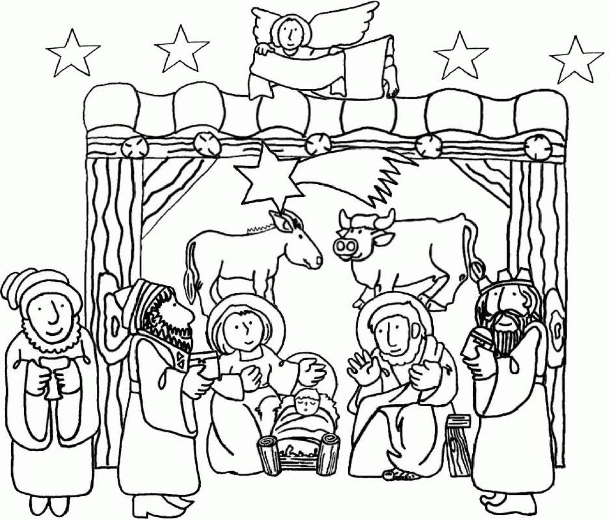 Nativity scene bright coloring