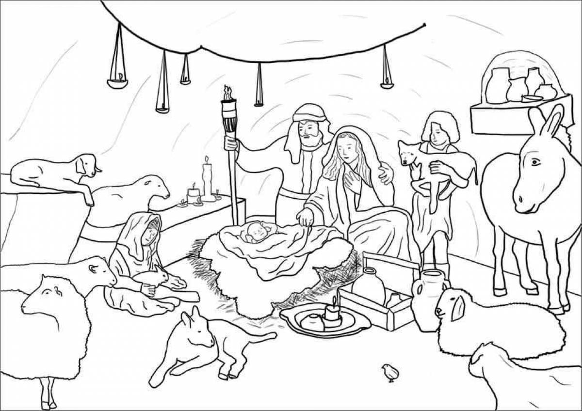 Violent coloring nativity scene