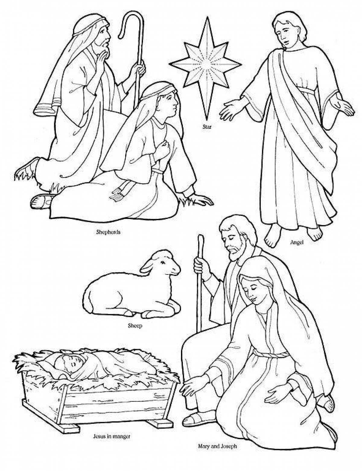 Luxury coloring nativity scene