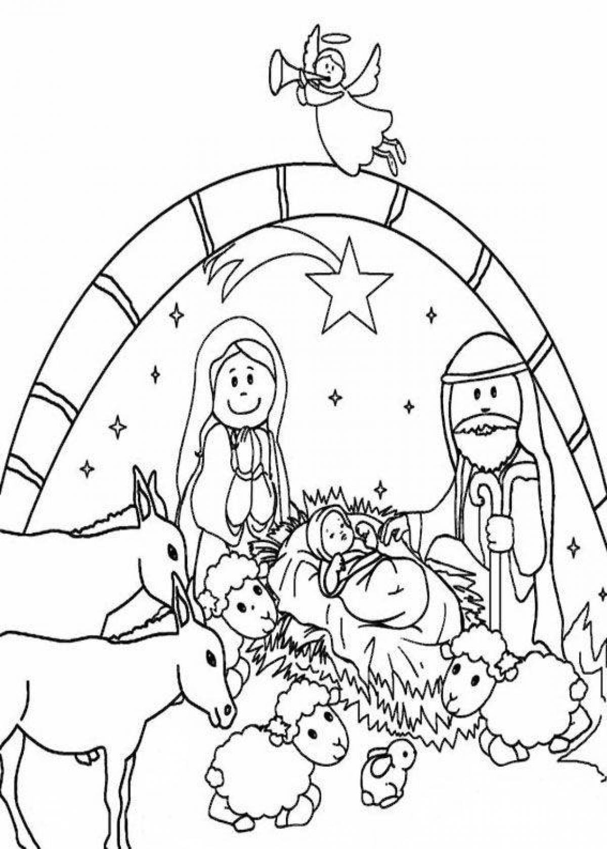 Generous nativity scene coloring