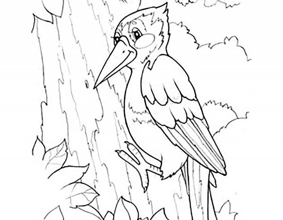 A funny woodpecker coloring book for kids