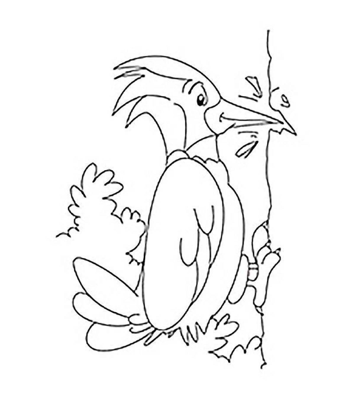 Charming woodpecker coloring book for kids