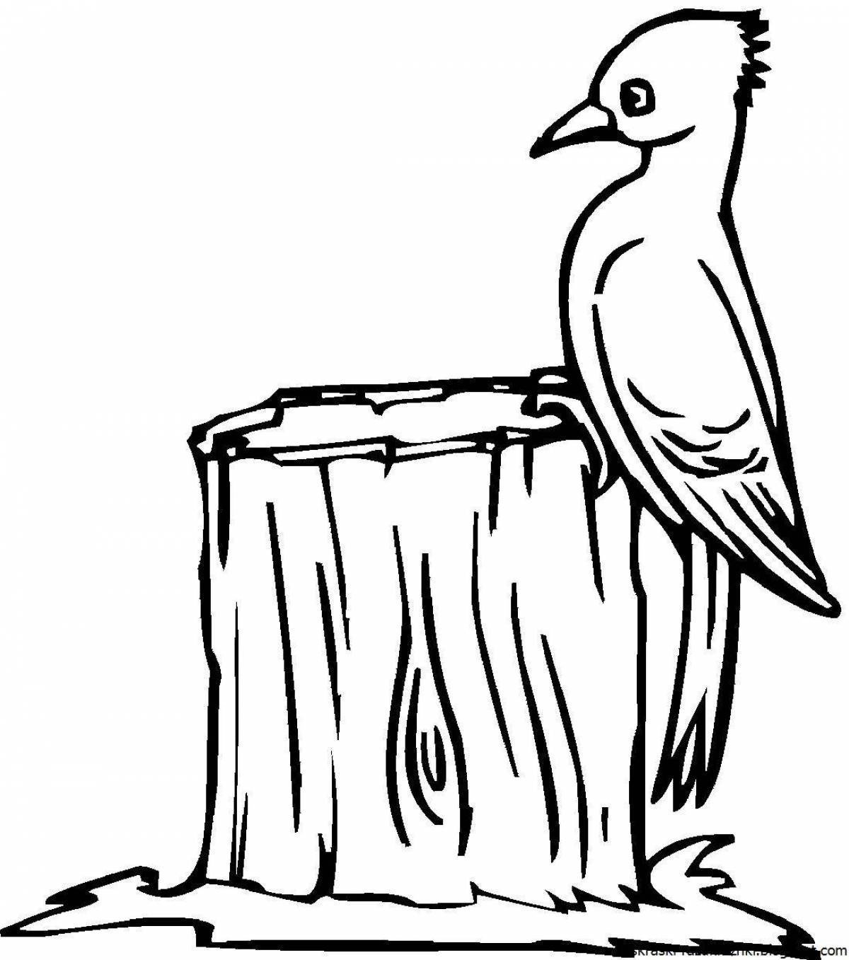 Adorable woodpecker coloring page for kids