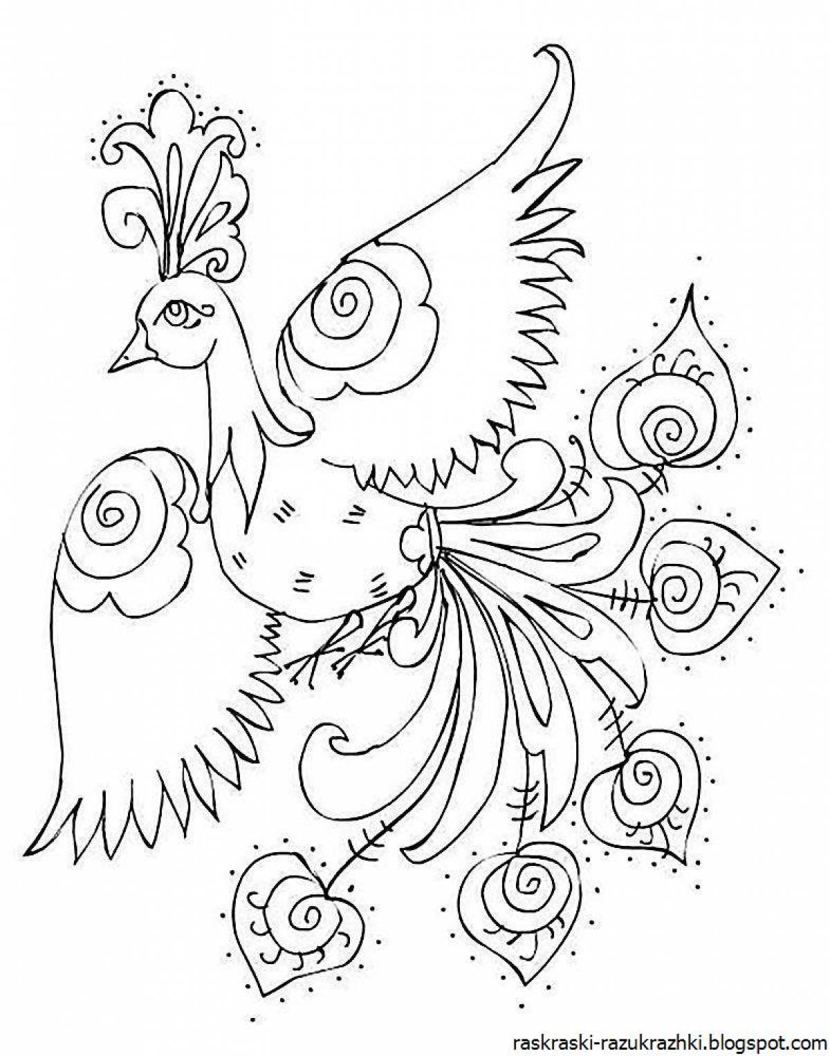 Colorful fire birds coloring page for kids