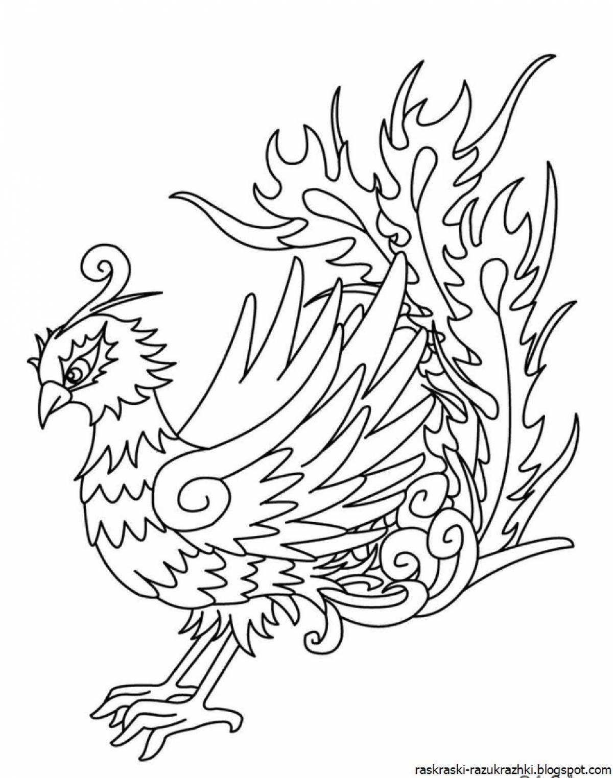 Coloring cute fire bird for kids